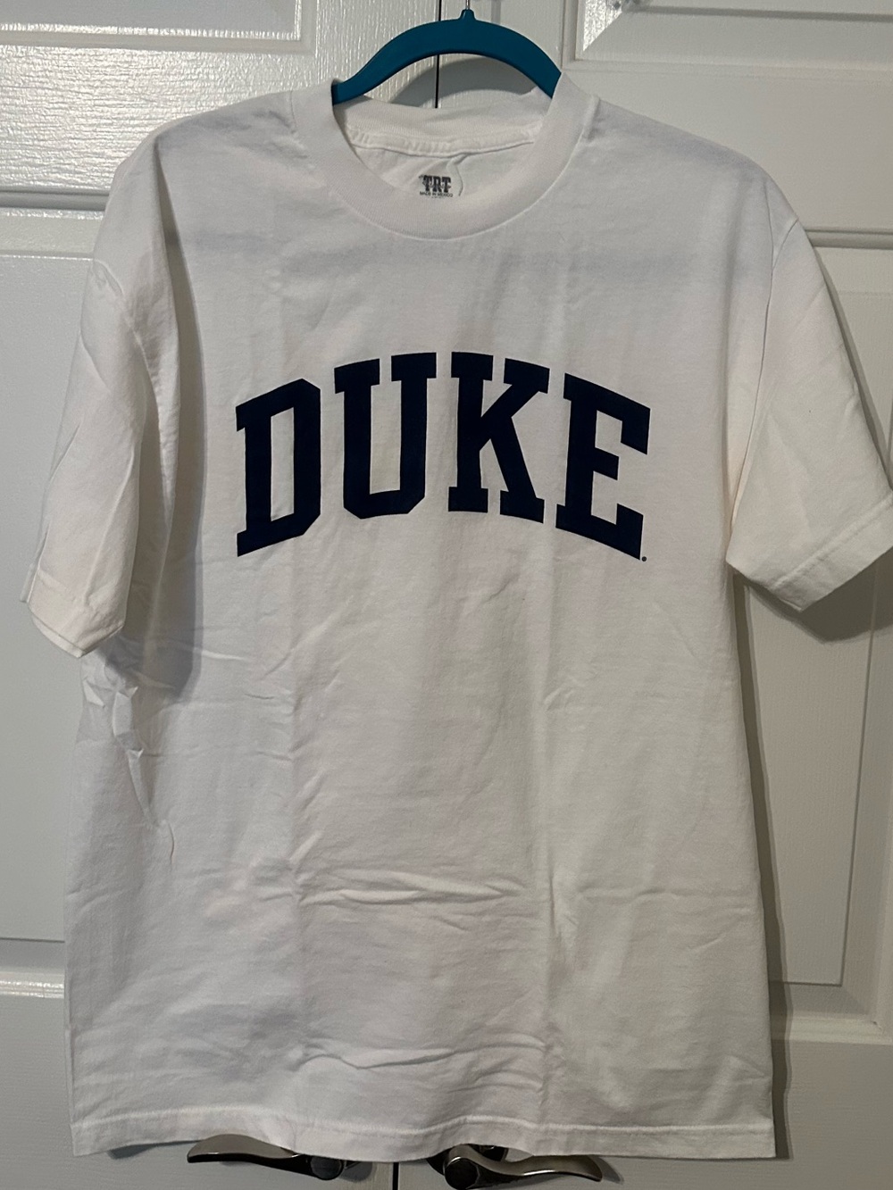 Classic White Short Sleeve Tee with Navy DUKE Print